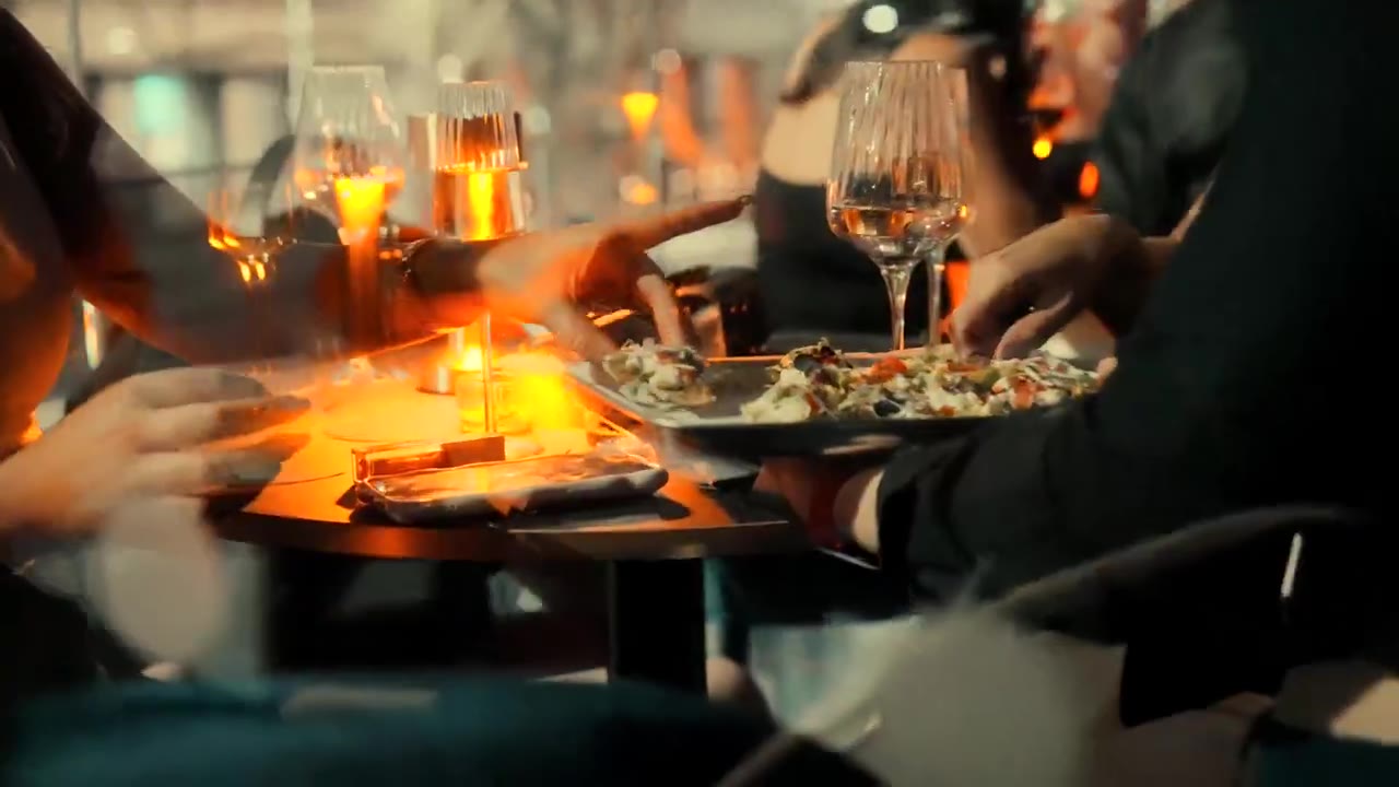 Friends sharing drinks at a candlelit table
